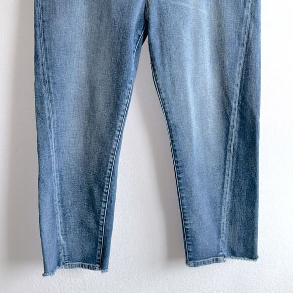 Liverpool The Crop Straight High Rise Front Seam Raw Hem Jeans Sz 14/32 - Picture 3 of 12